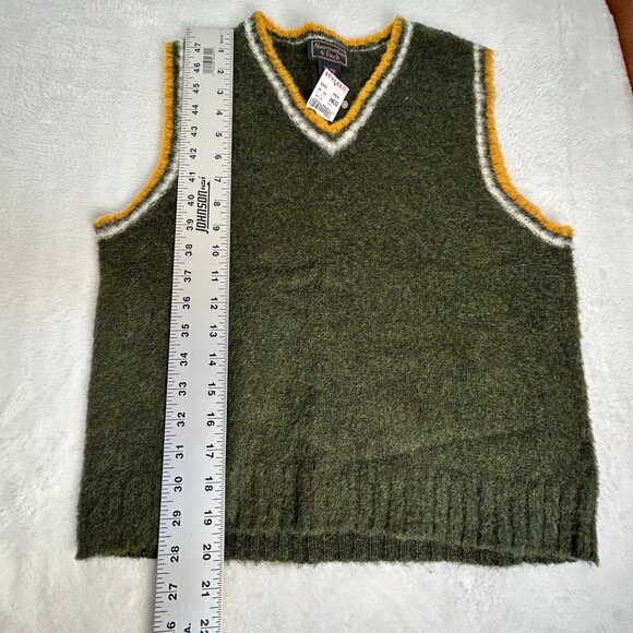 Abercrombie & Fitch Womens Wool Knit V-Neck Sweater Vest Medium Green/White Trim - Picture 7 of 7
